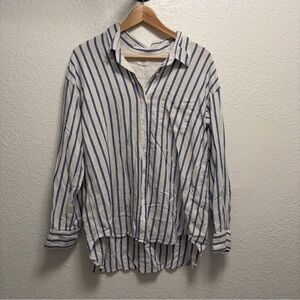 Wilfred Free button up top linen blend women’s size XS striped oversized shirt